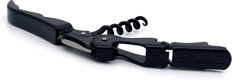 Pulltap's Genuine Classic 500 LEFT-HANDED Waiter's Corkscrew – Double-Hinged Wine Key with Hinged Foil Cutter – Patented Design – Made in Spain – Black/Black (Negro/Negro) - Image 2